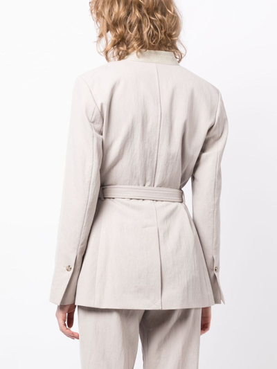 3.1 Phillip Lim Gray Waist Tie Blazer In Grey