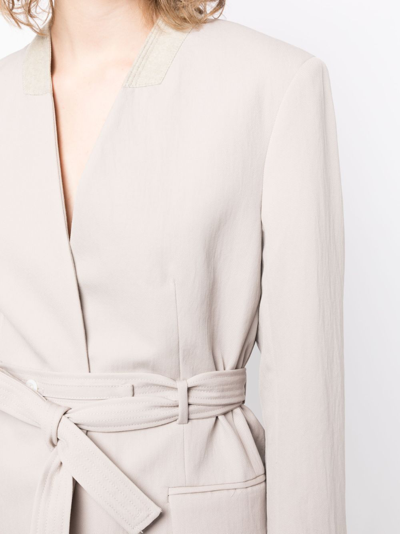 3.1 Phillip Lim Gray Waist Tie Blazer In Grey