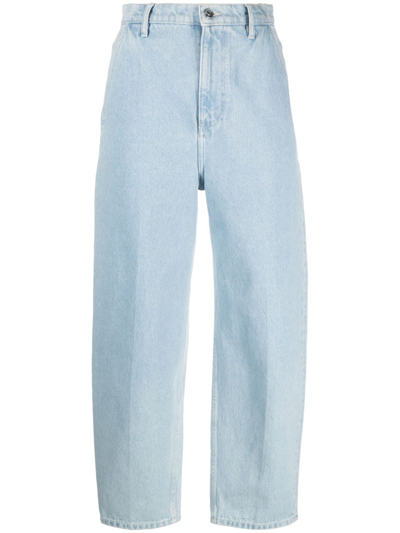 Shop Nanushka Wide-leg Cropped Jeans In Blue