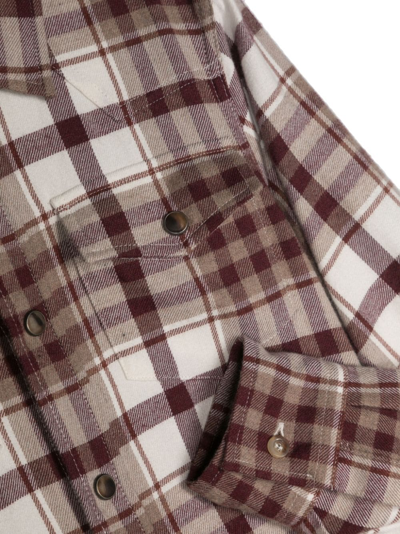 Shop Brunello Cucinelli Check-pattern Cotton Shirt In Nude
