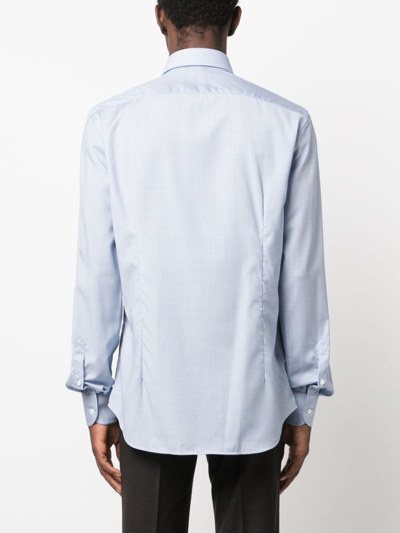 Corneliani Long-sleeve Wool Shirt In Weiss