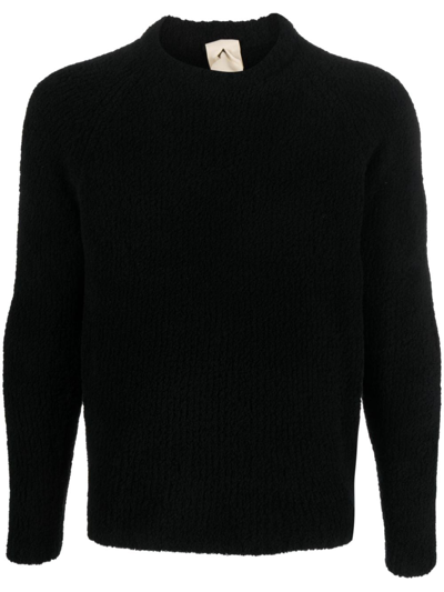 Ten C Long-sleeved Textured Jumper In Schwarz