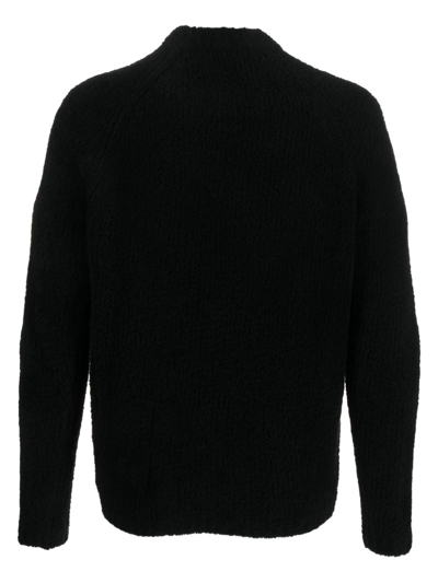 Ten C Long-sleeved Textured Jumper In Schwarz