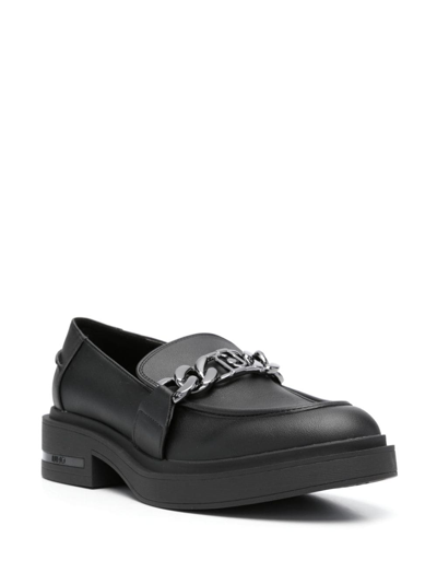 Shop Liu •jo Gabrielle 23 Chain-link Loafers In Schwarz