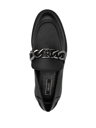 Shop Liu •jo Gabrielle 23 Chain-link Loafers In Schwarz