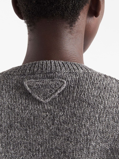 Prada Triangle-logo Wool Jumper In Grey