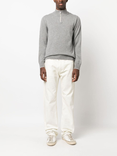 Shop Eleventy Zipped Cashmere Jumper In Grau