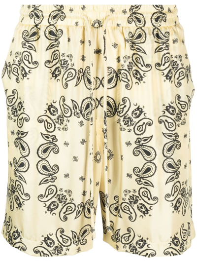 Shop Nanushka Bandana-print Silk Shorts In Yellow