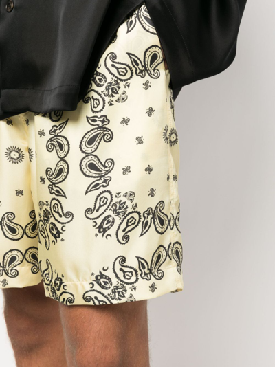 Shop Nanushka Bandana-print Silk Shorts In Yellow