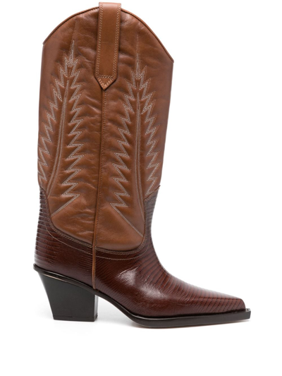 Shop Paris Texas Rosario 70mm Western Leather Boots In Braun