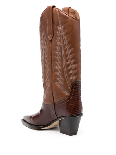 Shop Paris Texas Rosario 70mm Western Leather Boots In Braun
