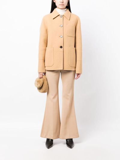 Jil Sander Boxy Virgin Wool Shirt Jacket In Nude