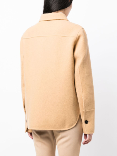 Jil Sander Boxy Virgin Wool Shirt Jacket In Nude