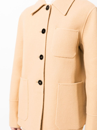 Jil Sander Boxy Virgin Wool Shirt Jacket In Nude