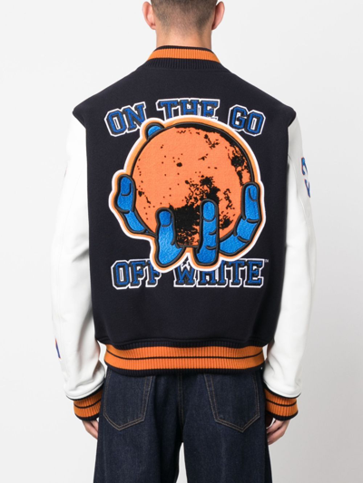 Off-white Multicolour Wool Patchwork Bomber Jacket In Sierra Leone Orange