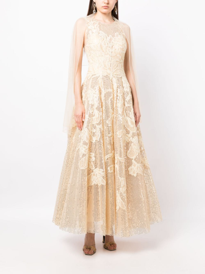 Shop Saiid Kobeisy Floral-embroidered Sequin-embellished Gown In Gold