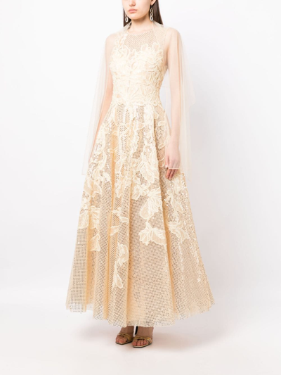 Shop Saiid Kobeisy Floral-embroidered Sequin-embellished Gown In Gold