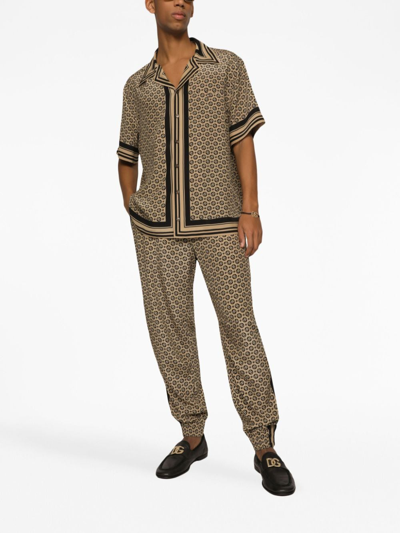 Dolce & Gabbana Monogram-pattern Print Silk Trousers In Hk4rq