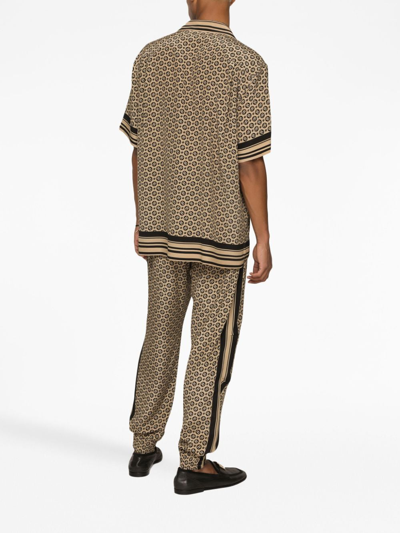 Dolce & Gabbana Monogram-pattern Print Silk Trousers In Hk4rq