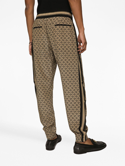 Dolce & Gabbana Monogram-pattern Print Silk Trousers In Hk4rq