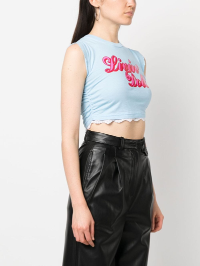 Dsquared2 Cropped-t-shirt Mit Logo-print In Blue