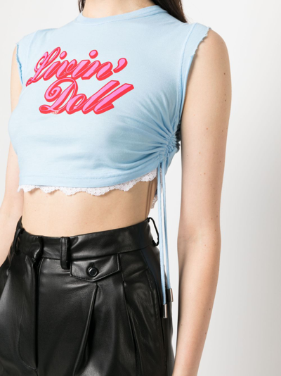 Dsquared2 Cropped-t-shirt Mit Logo-print In Blue