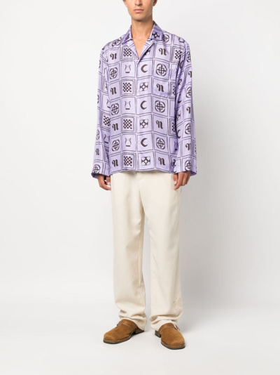 Shop Nanushka Graphic-print Long-sleeve Shirt In Purple