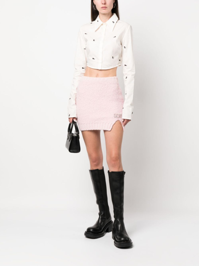 Gcds Hairy Logo-plaque Miniskirt In Rosa