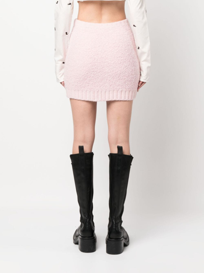 Gcds Hairy Logo-plaque Miniskirt In Rosa