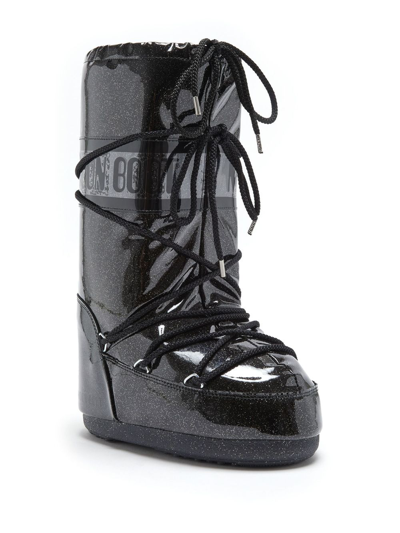 Moon Boot Icon Glance Satin Snow Boots In Black