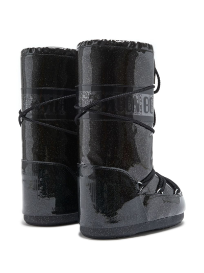 Moon Boot Icon Glance Satin Snow Boots In Black