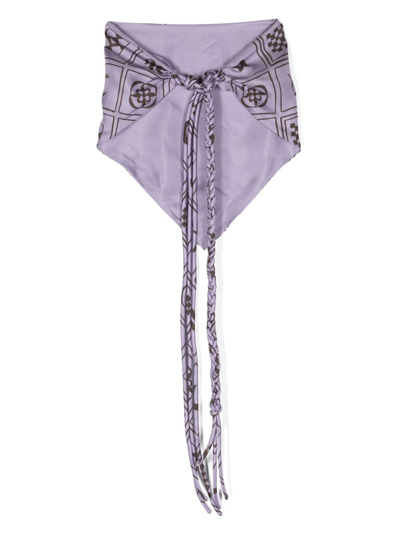 Shop Nanushka Geometric Braided-detail Scarf In Purple