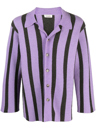 Shop Nanushka Almar Striped Terry-cloth Shirt In Purple