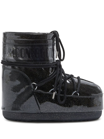 Shop Moon Boot Icon Low Glitter Boots In Black