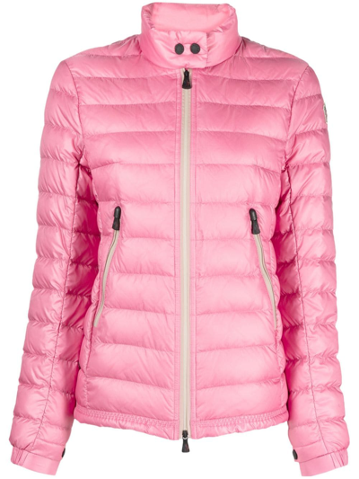 Shop Moncler Logo-patch Padded-design Jacket In Rosa