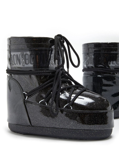 Shop Moon Boot Icon Low Glitter Boots In Black