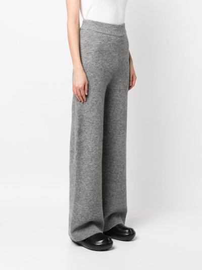 Shop Ermanno Scervino Mélange Knitted Flared Trousers In Grau