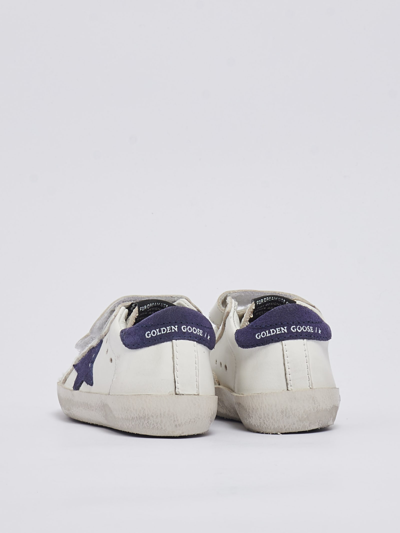 Shop Golden Goose Old School Velcro Sneaker In Bianco-blu