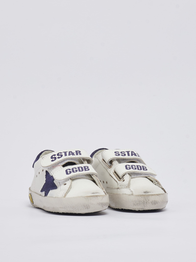 Shop Golden Goose Old School Velcro Sneaker In Bianco-blu