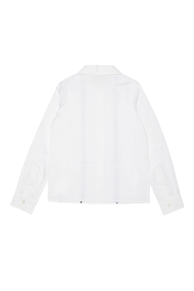 Shop Marni Mc98f Shirt  Poplin Shirt With Logo On Collar In White