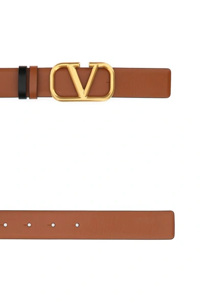 Shop Valentino Garavani Woman Biscuit Leather Vlogo Signature Reversible Belt In Brown