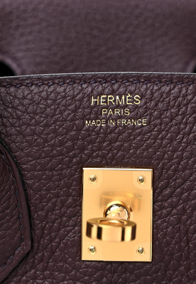 Hermes Burgundy Togo Leather Gold Plated Hardware Birkin 25