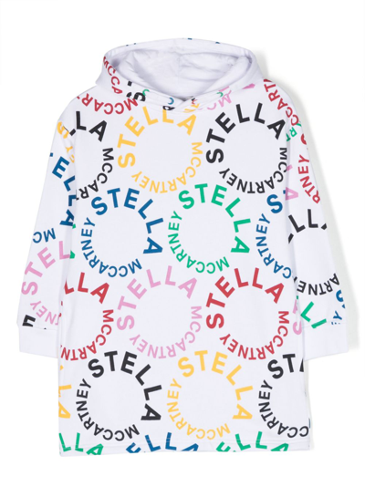 Shop Stella Mccartney Circular-logo Hoodie Dress In White
