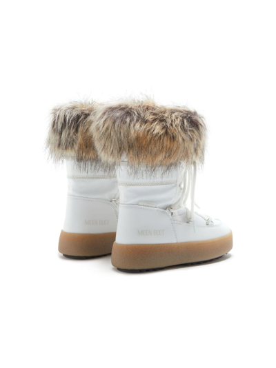 Shop Moon Boot Logo-print Faux-fur Boots In White