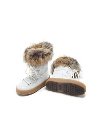 Shop Moon Boot Logo-print Faux-fur Boots In White