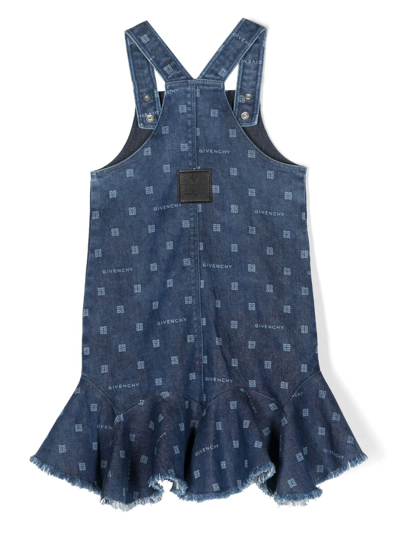 Shop Givenchy Logo-print Denim Dress In Blue