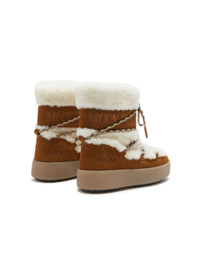 Moon Boot Logo-print Shearling Boots In Brown