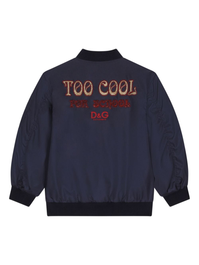 Shop Dolce & Gabbana Too Cool For School Bomber Jacket In Blue