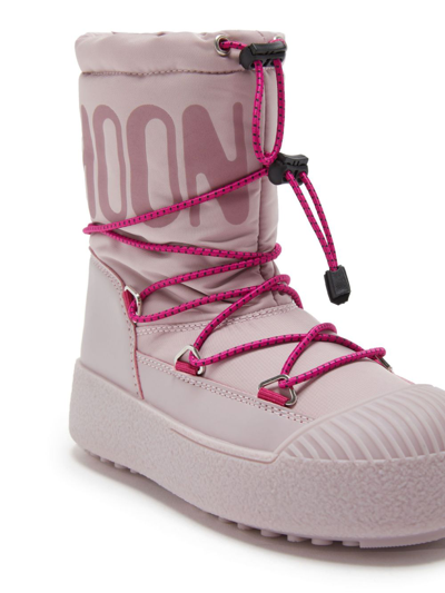 Shop Moon Boot Logo-print Lace-up Snow Boots In Pink