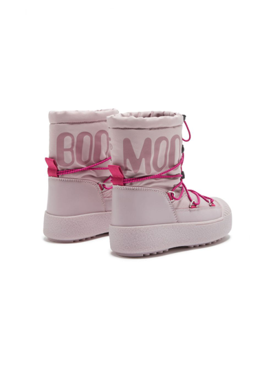 Shop Moon Boot Logo-print Lace-up Snow Boots In Pink